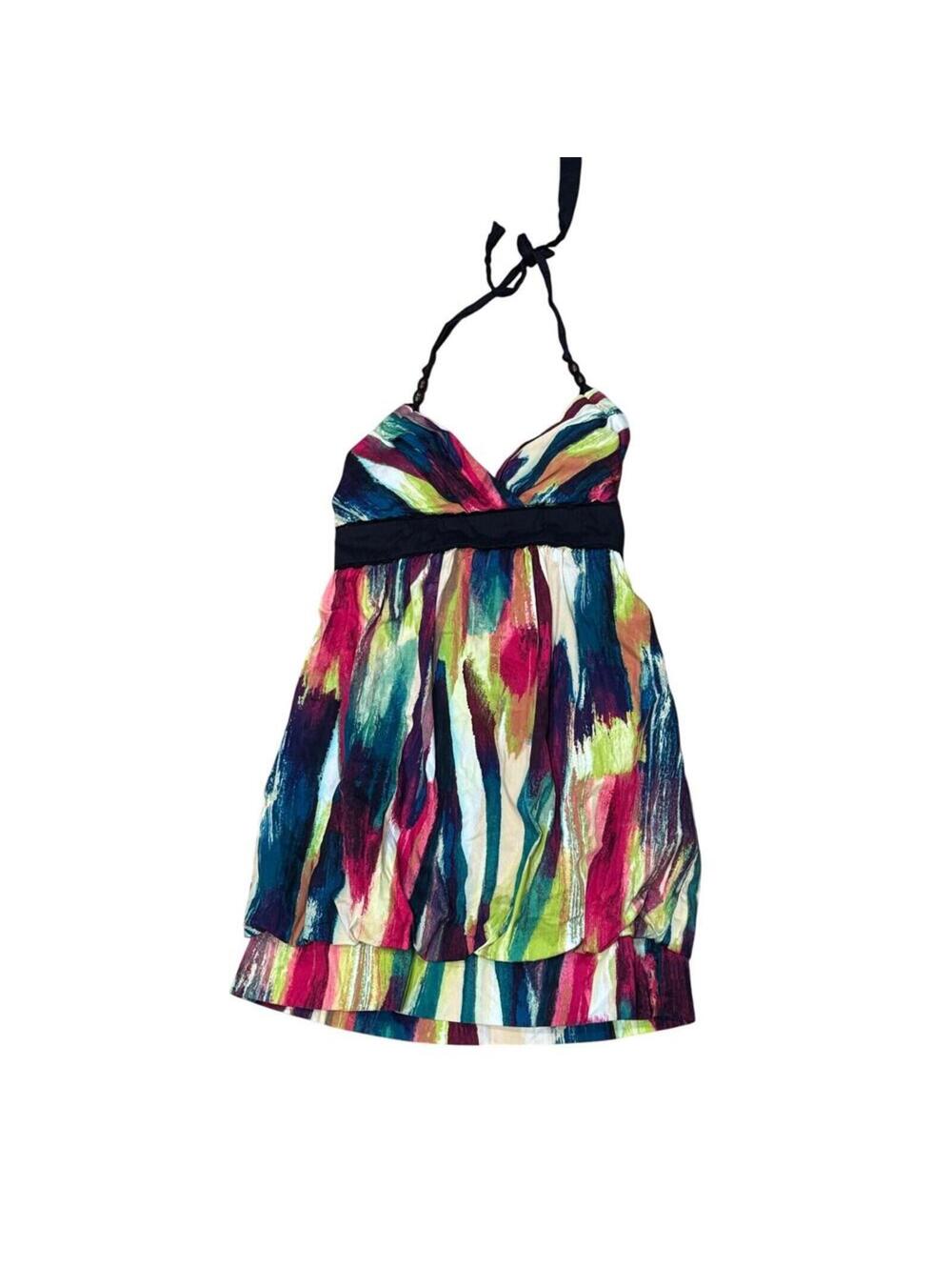 Y2k Babydoll halter mini dress Ruby Rox Juniors 13 Multi padded cups adjustable